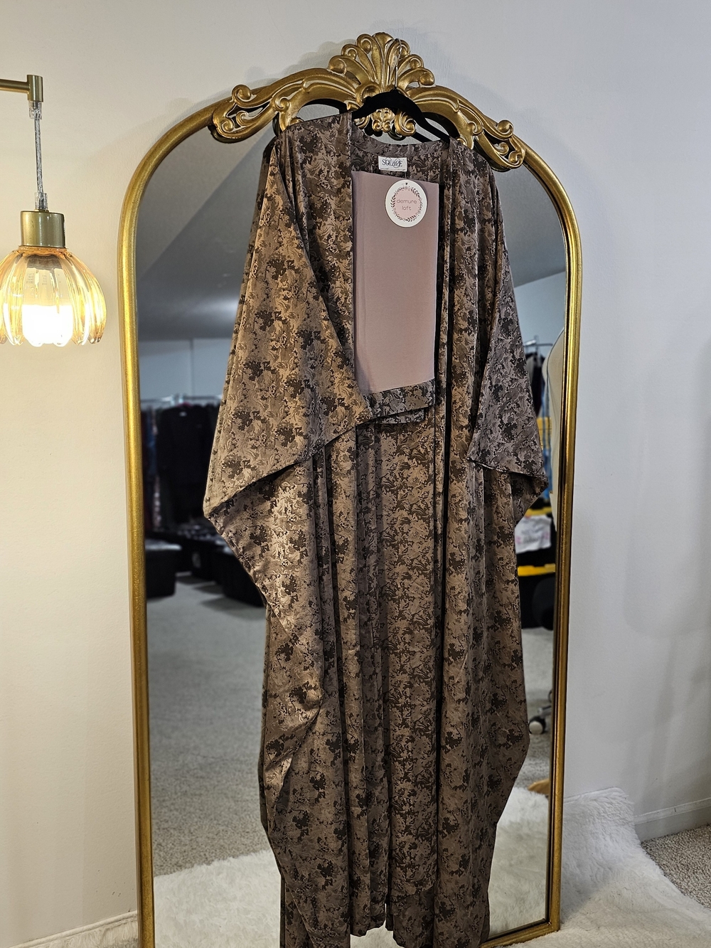 Satin Open Batwing Abaya With Matching Hijab 58"